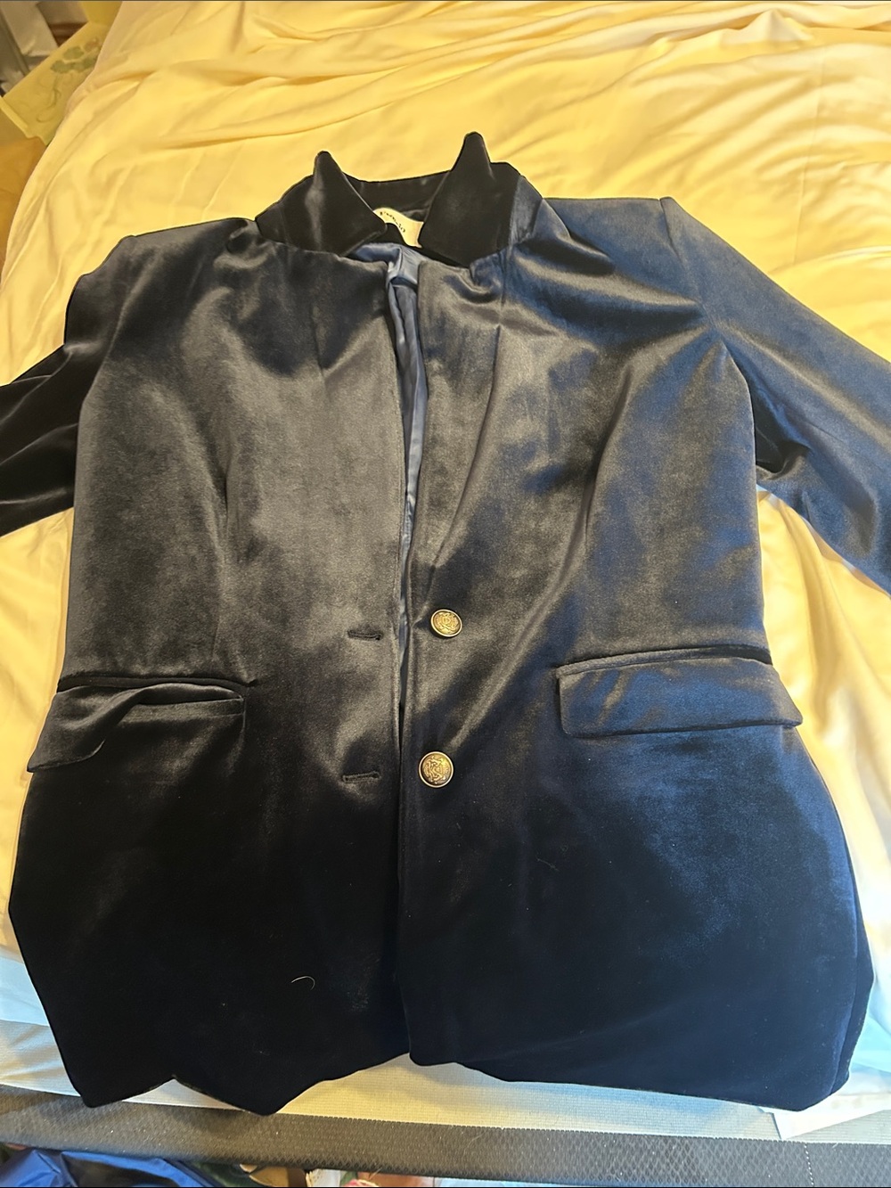 Velvet Blazer Jacket - Navy Blue